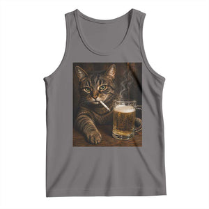 Funny Smoking Cat Tank Top Cigarette Kitty Beer Lover TS12 Deep Heather Print Your Wear