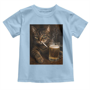 Funny Smoking Cat Toddler T Shirt Cigarette Kitty Beer Lover TS12 Light Blue Print Your Wear