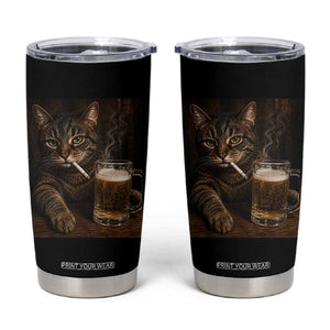 Funny Smoking Cat Tumbler Cup Cigarette Kitty Beer Lover TS12 Black Print Your Wear