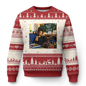 Funny Back To School Doll Face Meme Ugly Christmas Sweater Coffee Teacher Gift TS12 Beige Red Print Your Wear