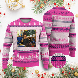 Funny Back To School Doll Face Meme Ugly Christmas Sweater Coffee Teacher Gift TS12 Hot Pink Print Your Wear