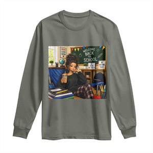 Funny Back To School Doll Face Meme Long Sleeve Shirt Coffee Teacher Gift TS12 Military Green Print Your Wear