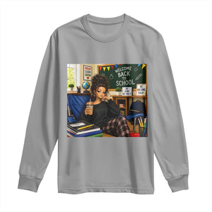 Funny Back To School Doll Face Meme Long Sleeve Shirt Coffee Teacher Gift TS12 Sport Gray Print Your Wear
