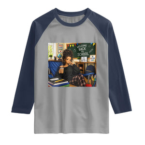 Funny Back To School Doll Face Meme Raglan Shirt Coffee Teacher Gift TS12 Sport Gray Navy Print Your Wear
