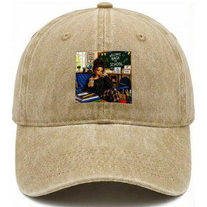 Funny Back To School Doll Face Meme Washed Cotton Baseball Cap Coffee Teacher Gift TS12 Print Your Wear