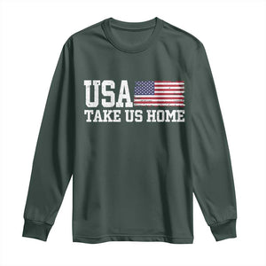 Patriotic USA Soccer Fan Long Sleeve Shirt Take Us Home Game Day TS12 Dark Forest Green Print Your Wear