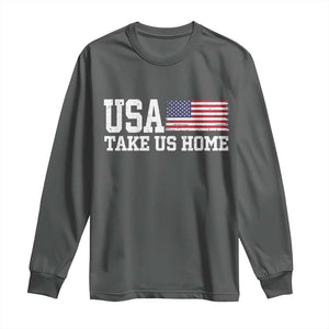 Patriotic USA Soccer Fan Long Sleeve Shirt Take Us Home Game Day TS12 Dark Heather Print Your Wear