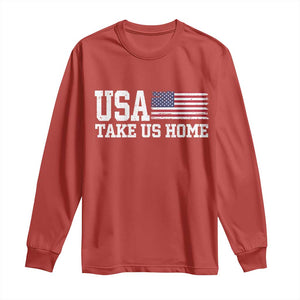 Patriotic USA Soccer Fan Long Sleeve Shirt Take Us Home Game Day TS12 Red Print Your Wear