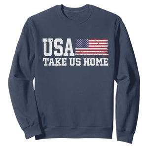 Patriotic USA Soccer Fan Sweatshirt Take Us Home Game Day TS12 Navy Print Your Wear