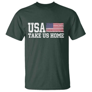 Patriotic USA Soccer Fan T Shirt Take Us Home Game Day TS12 Dark Forest Green Print Your Wear