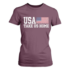 Patriotic USA Soccer Fan T Shirt For Women Take Us Home Game Day TS12 Maroon Print Your Wear