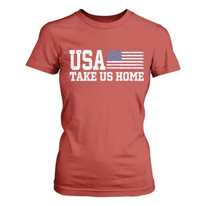Patriotic USA Soccer Fan T Shirt For Women Take Us Home Game Day TS12 Red Print Your Wear