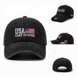 Patriotic USA Soccer Fan Washed Cotton Baseball Cap Take Us Home Game Day TS12 Washed Cap Universal Fit Black Print Your Wear