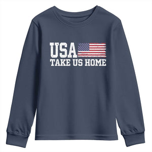 Patriotic USA Soccer Fan Youth Sweatshirt Take Us Home Game Day TS12 Navy Print Your Wear
