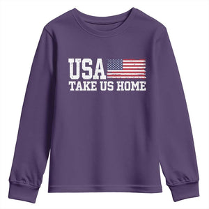Patriotic USA Soccer Fan Youth Sweatshirt Take Us Home Game Day TS12 Purple Print Your Wear