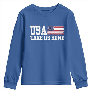 Patriotic USA Soccer Fan Youth Sweatshirt Take Us Home Game Day TS12 Royal Blue Print Your Wear