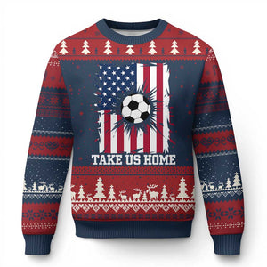 USA Soccer Game Day Ugly Christmas Sweater Take Us Home TS12 Navy Red Print Your Wear