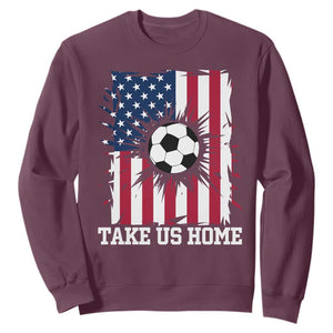 USA Soccer Game Day Sweatshirt Take Us Home TS12 Maroon Print Your Wear