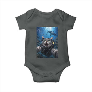 Funny Scuba Diving Cat Selfie With Hammerhead Shark Baby Onesie