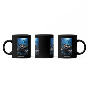 Funny Scuba Diving Cat Selfie With Hammerhead Shark Coffee Mug
