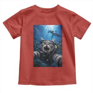 Funny Scuba Diving Cat Selfie With Hammerhead Shark Toddler T Shirt