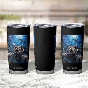 Funny Scuba Diving Cat Selfie With Hammerhead Shark Tumbler Cup