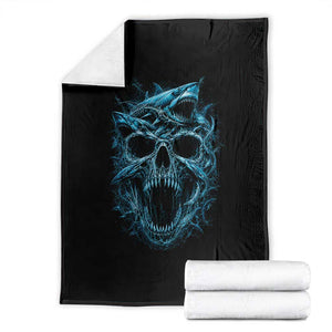 Vintage Great White Shark Skull Throw Blanket Deep Sea Horror Art