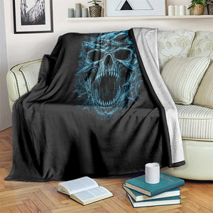 Vintage Great White Shark Skull Throw Blanket Deep Sea Horror Art