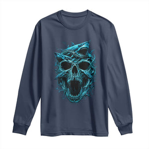Vintage Great White Shark Skull Long Sleeve Shirt Deep Sea Horror Art