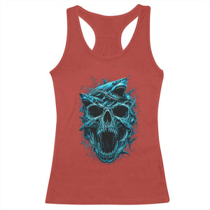 Vintage Great White Shark Skull Racerback Tank Top Deep Sea Horror Art