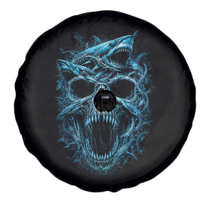 Vintage Great White Shark Skull Spare Tire Cover Deep Sea Horror Art