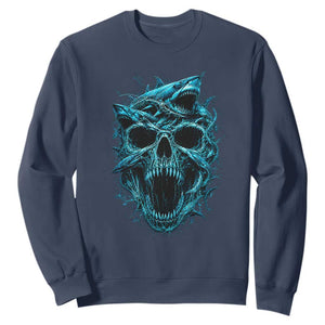 Vintage Great White Shark Skull Sweatshirt Deep Sea Horror Art