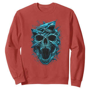 Vintage Great White Shark Skull Sweatshirt Deep Sea Horror Art