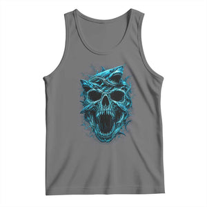 Vintage Great White Shark Skull Tank Top Deep Sea Horror Art