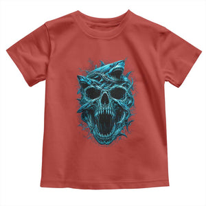 Vintage Great White Shark Skull Toddler T Shirt Deep Sea Horror Art