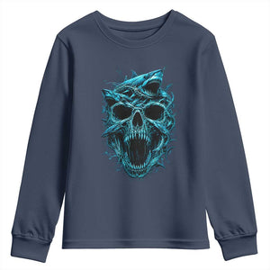Vintage Great White Shark Skull Youth Sweatshirt Deep Sea Horror Art