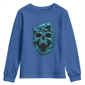 Vintage Great White Shark Skull Youth Sweatshirt Deep Sea Horror Art