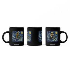 Funny Christian Jesus Riding Hammerhead Shark Coffee Mug Starry Night Inspired Art