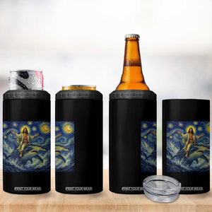 Funny Christian Jesus Riding Hammerhead Shark 4 in 1 Can Cooler Tumbler Starry Night Inspired Art