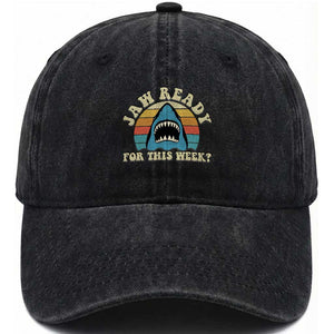 Jaw Ready For This Washed Cotton Baseball Cap Vintage Shark Lover Ocean Wildlife