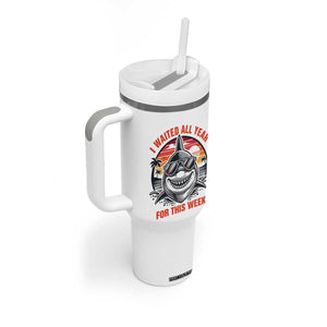 Funny Shark Summer Vacation Tumbler With Handle I Waited All Year For This Week