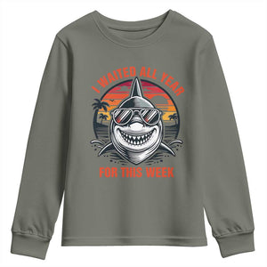 Funny Shark Summer Vacation Youth Sweatshirt I Waited All Year For This Week