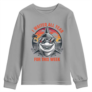 Funny Shark Summer Vacation Youth Sweatshirt I Waited All Year For This Week