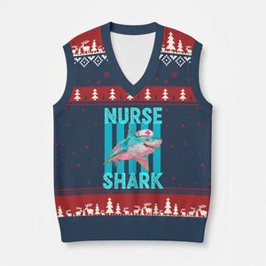 Funny Nurse Shark V-Neck Knit Sweater Vest Medical Worker Appreciation Gift