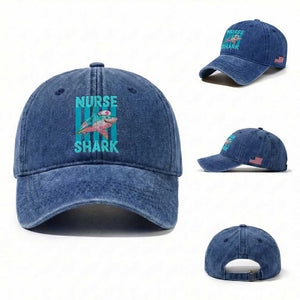 Funny Nurse Shark Washed Cotton Baseball Cap Medical Worker Appreciation Gift
