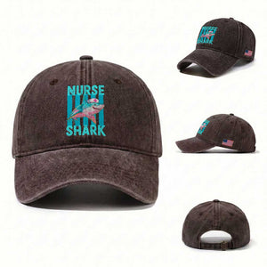 Funny Nurse Shark Washed Cotton Baseball Cap Medical Worker Appreciation Gift