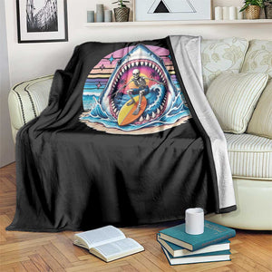 Shark Skeleton Surfer Throw Blanket Hawaiian Beach Vacation Gift