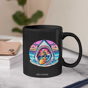 Shark Skeleton Surfer Coffee Mug Hawaiian Beach Vacation Gift