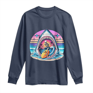 Shark Skeleton Surfer Long Sleeve Shirt Hawaiian Beach Vacation Gift