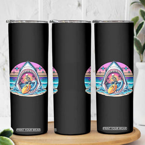 Shark Skeleton Surfer Skinny Tumbler Hawaiian Beach Vacation Gift